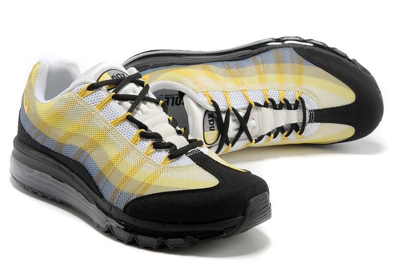 2013 Nike Air Max 95 White Black Yellow Lover Shoes - Click Image to Close