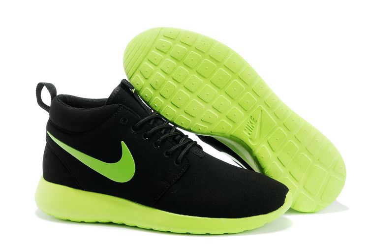 Nike Roshe Run High Black Green Shoes