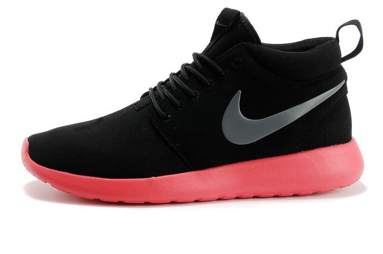 Nike Roshe Run High Black Red Shoes