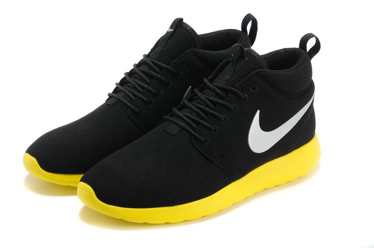 Nike Roshe Run High Black Yellow Shoes