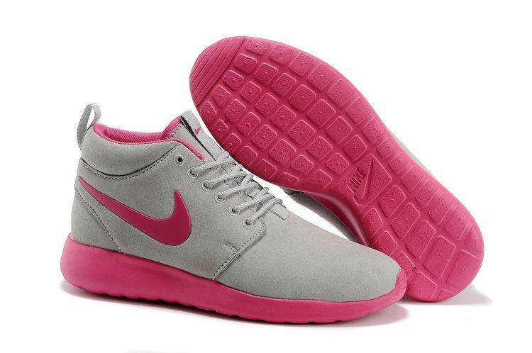 Nike Roshe Run High Grey Pink Shoes