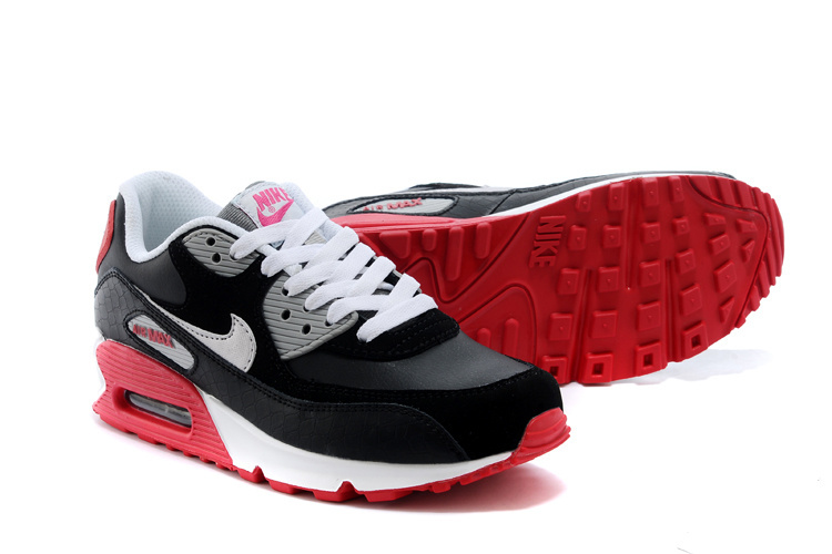 2014 Nike Air Max 90 Black White Red Shoes