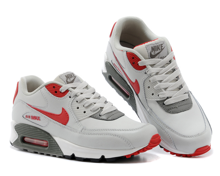 2014 Nike Air Max 90 White Grey Red Shoes