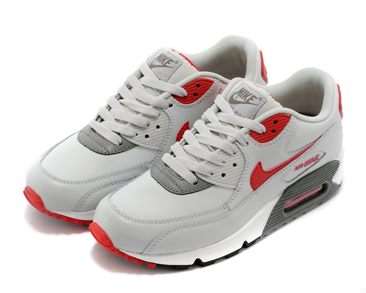 2014 Nike Air Max 90 White Grey Red Shoes
