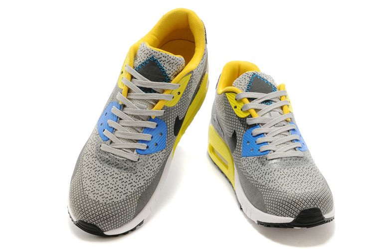 2014 Nike Air Max 90 Grey Black Yellow White Shoes - Click Image to Close