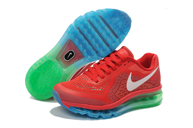 2014 Nike Air Max Cushion Red Blue Green For Women - Click Image to Close