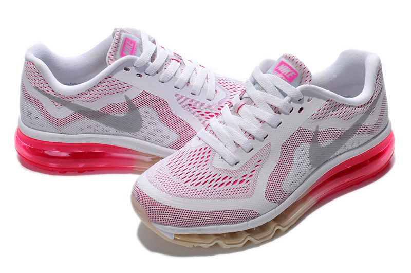 2014 Nike Air Max Cushion White Pink Grey For Women - Click Image to Close