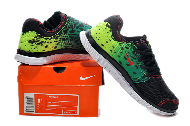 Nike Free Run 3.0 Shoes Black Blue Green Red - Click Image to Close