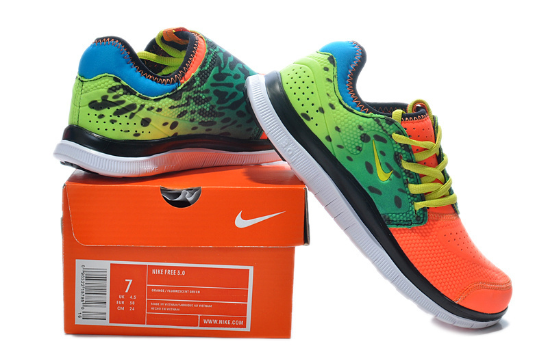 Nike Free Run 3.0 Shoes Orange Yellow Green