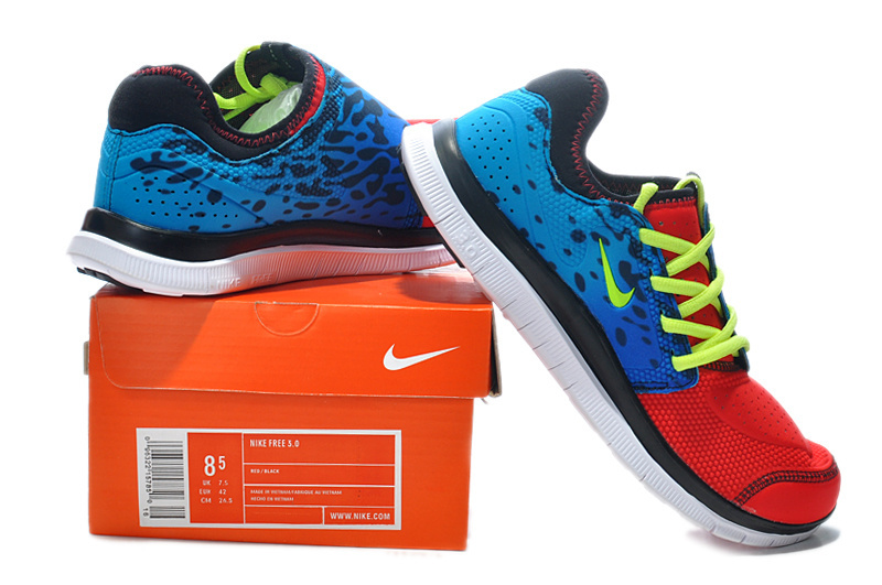 Nike Free Run 3.0 Shoes Red Blue Black Yellow - Click Image to Close