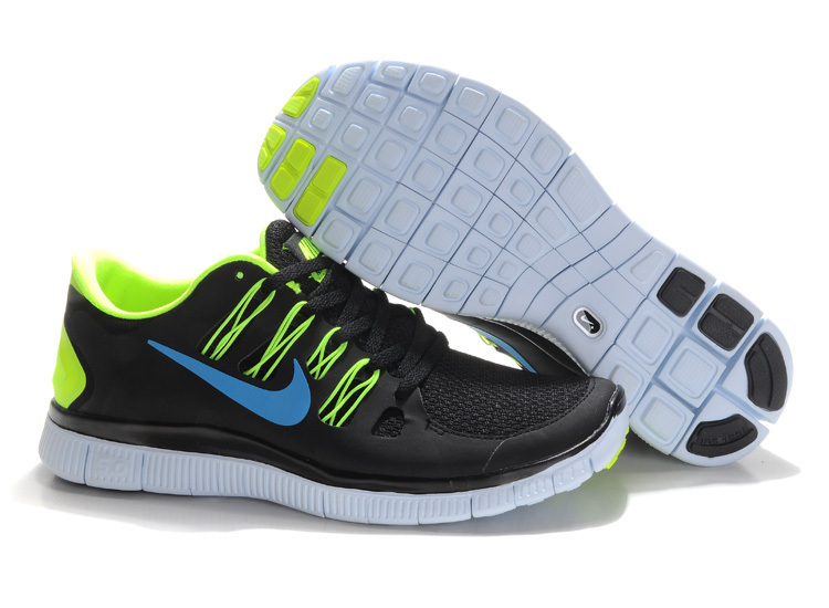 Trendy Nike Free Run 5.0 2 Black Green Blue - Click Image to Close