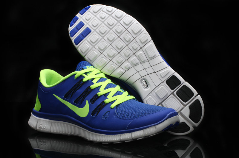 Trendy Nike Free Run 5.0 2 Blue Fluorscent Green - Click Image to Close