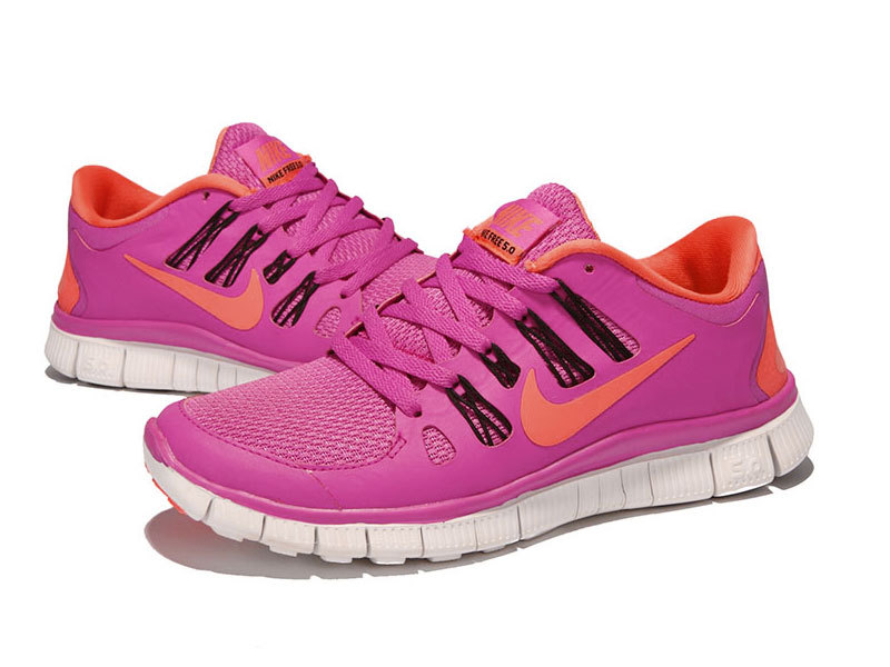 2015 Women Nike Free Run 5.0 2 Pink Orange Shoes - Click Image to Close