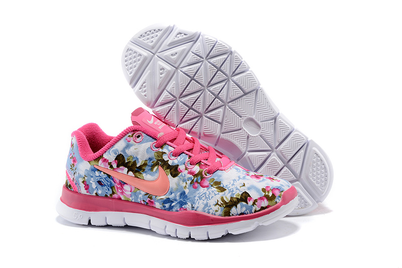 2015 Nike Free Run 5.0 Bird Net Pink Blue Orange Shoes For Women - Click Image to Close