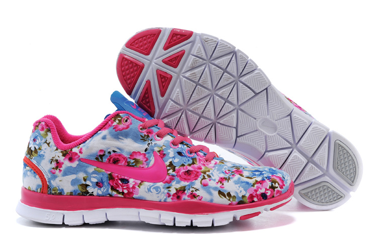 2015 Nike Free Run 5.0 Bird Net Pink Blue Shoes For Women - Click Image to Close