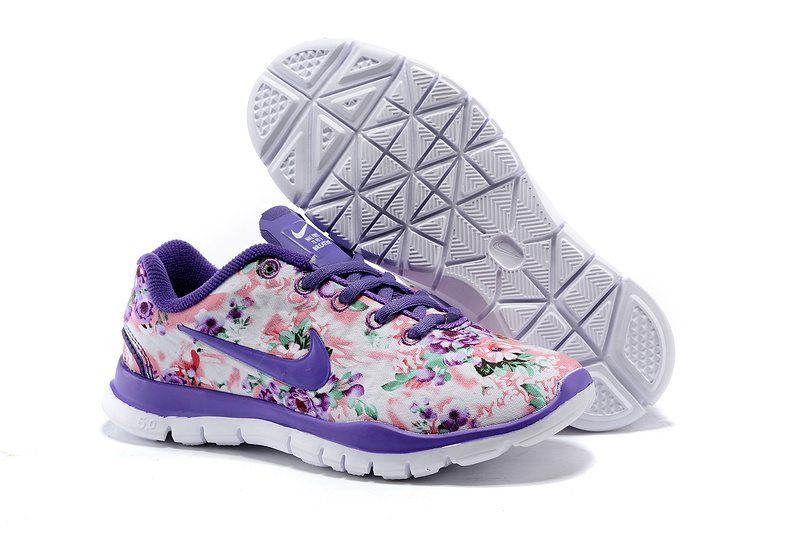 2015 Nike Free Run 5.0 Bird Net Purple White Shoes For Women