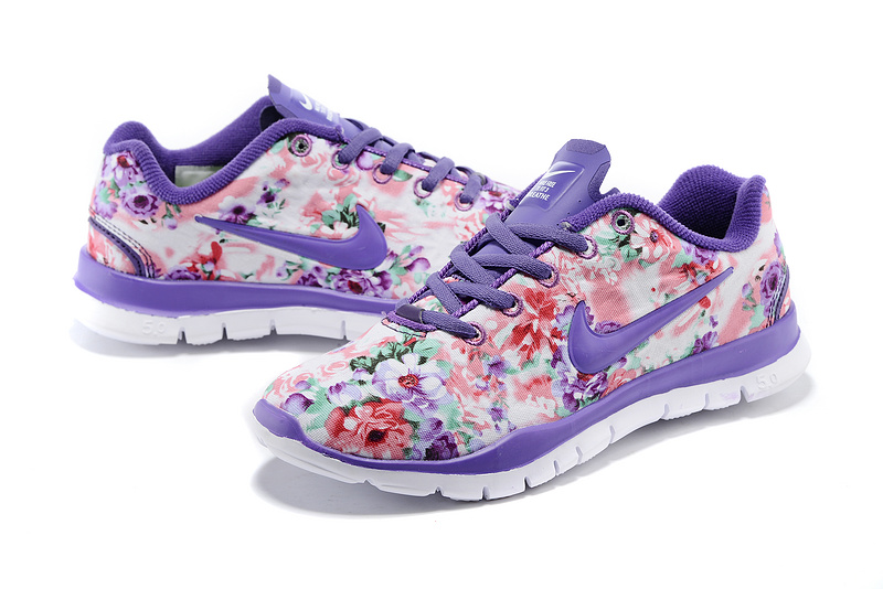 2015 Nike Free Run 5.0 Bird Net Purple White Shoes For Women