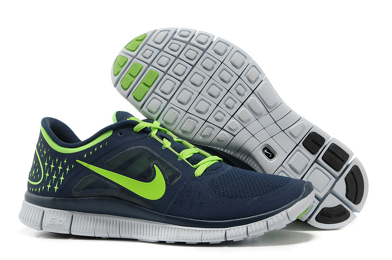 Men Nike Free Run 5.0 Dark Blue Green Shoes - Click Image to Close