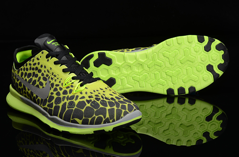 2015 Nike Fren 5.0 Knit Fluorscent Green Black Training Shoes For Women