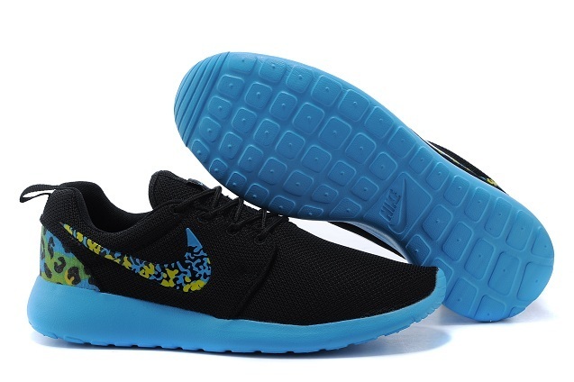 2015 Nike Roshe Run Black Blue Women Shoes