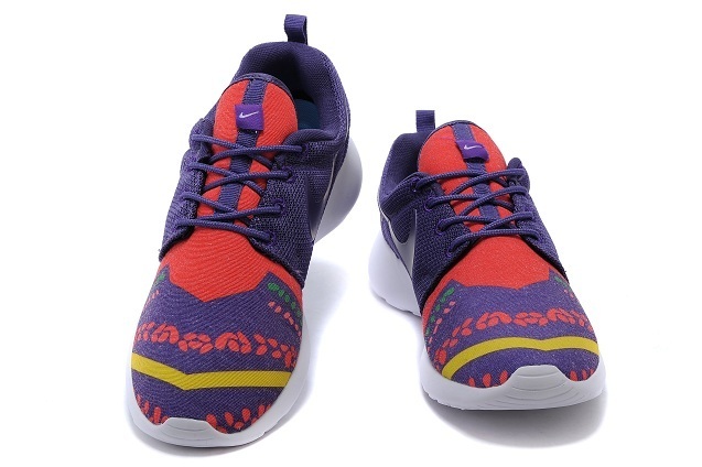2015 Nike Roshe Run Deep Purple Red White Shoes - Click Image to Close