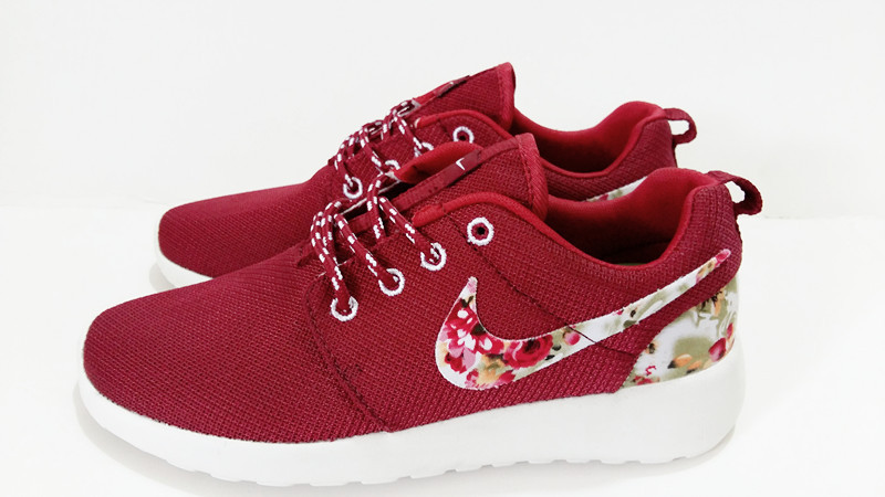 2015 Nike Roshe Run Deep Red White Shoes - Click Image to Close