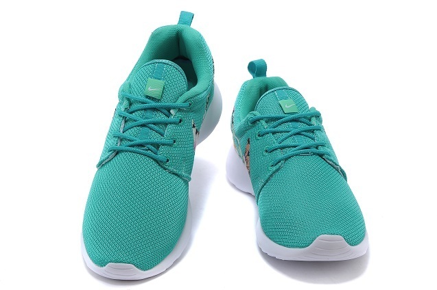 2015 Nike Roshe Run Green White Women Shoes - Click Image to Close
