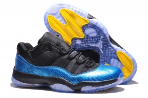 Air Jordan 11 Retro Low Nightsnake Metallic Blue Snakeskin Black Yellow