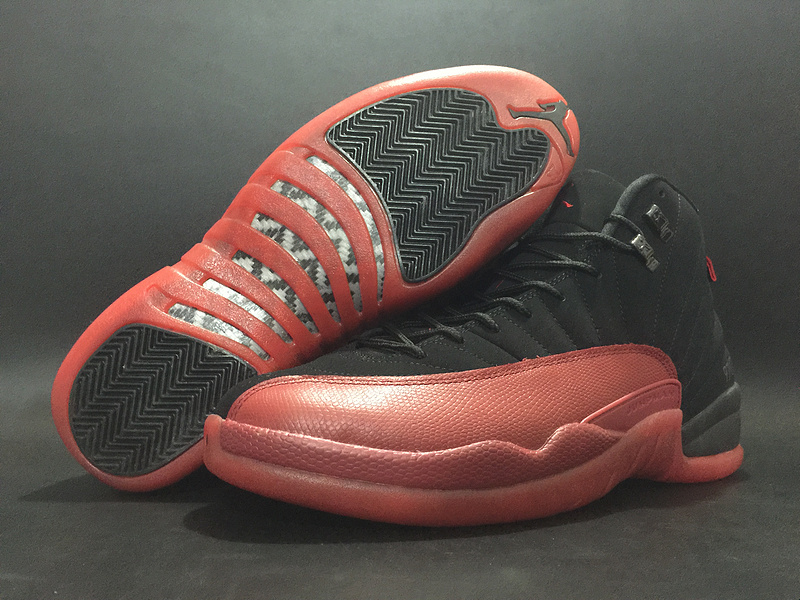 Women Air Jordan 12 Flu Game Black Red Shoes - Click Image to Close