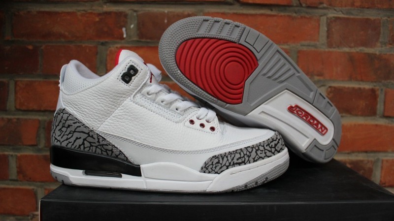 Air Jordan 3 White Cement Red GS Shoes