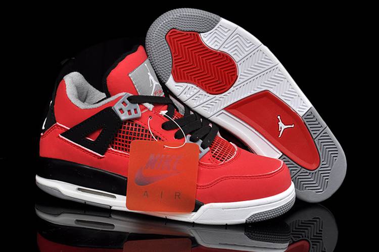 Air Jordan 4 GS Fire Red Nubuck - Click Image to Close