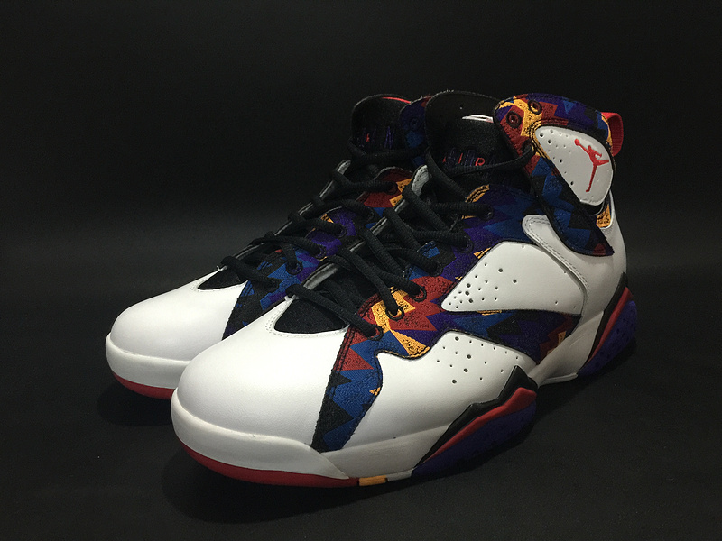 Air Jordan 7 GS Sweater Black White Colorful Shoes - Click Image to Close