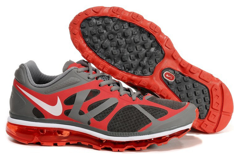 Nike Air Max 2012 Grey Black Red White Logo Shoes