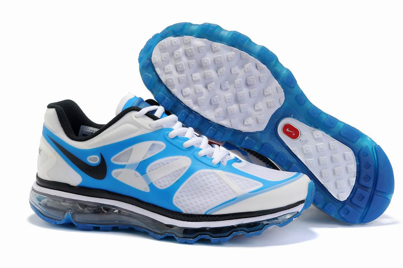 Nike Air Max 2012 White Blue Black Logo Shoes