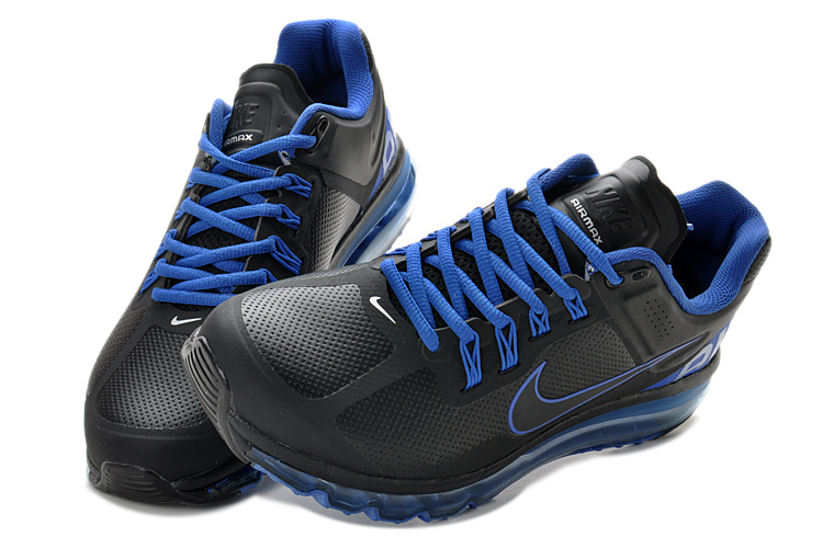 Nike Air Max 2013 Leather Black Blue Shoes - Click Image to Close