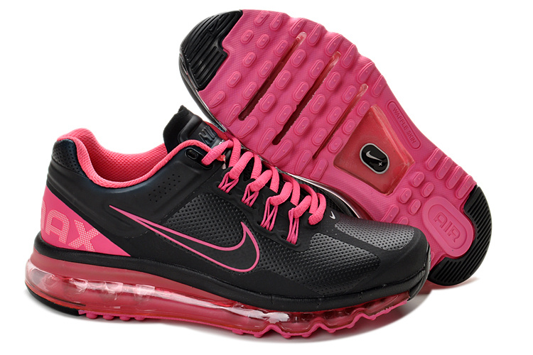 Nike Air Max 2013 Leather Black Pink For Women - Click Image to Close