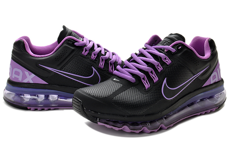 Nike Air Max 2013 Leather Black Purple For Women