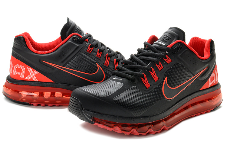 Nike Air Max 2013 Leather Black Red Shoes - Click Image to Close