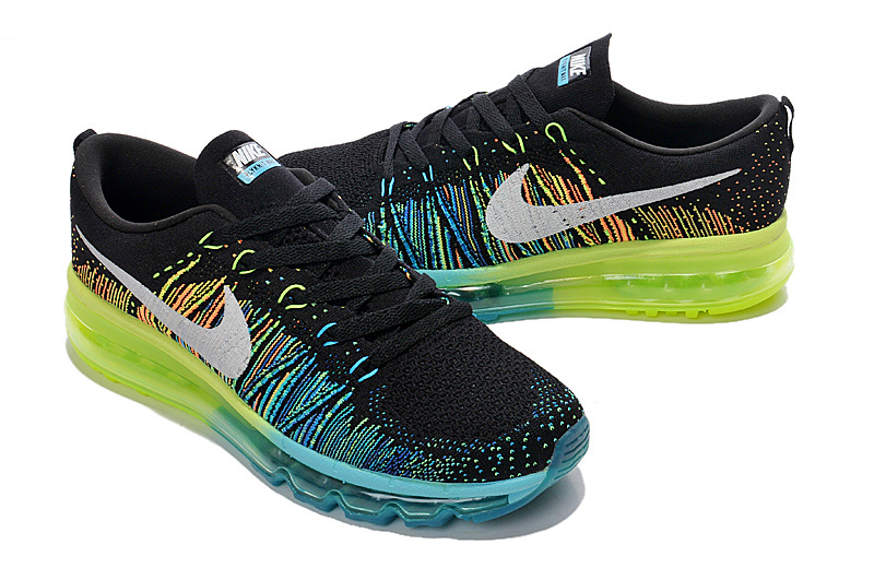 Nike Air Max 2014 Flyknit Black Blue Yellow Shoes - Click Image to Close