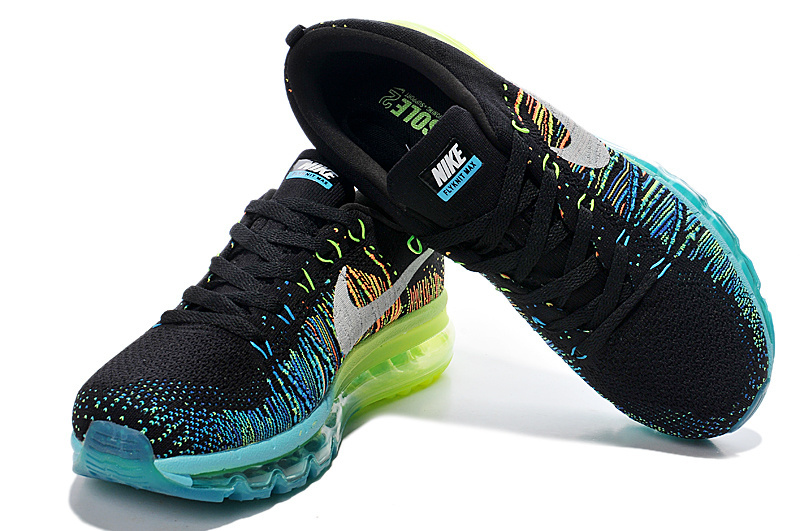 Nike Air Max 2014 Flyknit Black Blue Yellow Shoes - Click Image to Close