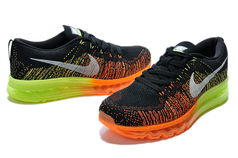 Nike Air Max 2014 Flyknit Black Orange Yellow Shoes - Click Image to Close