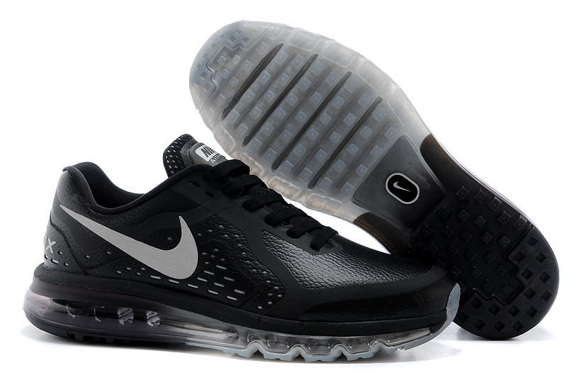 Nike Air Max 2014 Leather Black Grey Shoes - Click Image to Close