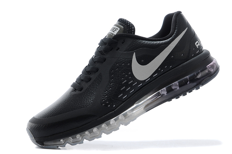 Nike Air Max 2014 Leather Black Grey Shoes - Click Image to Close
