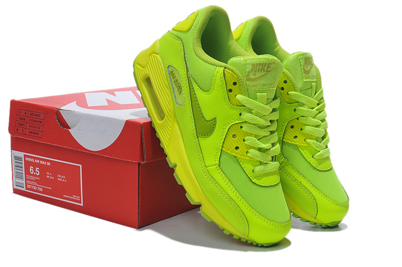 Nike Air Max 90 307793 700 Fluorescent Green Women Shoes - Click Image to Close