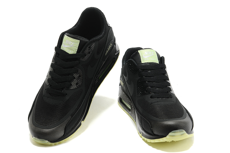 Nike Air Max 90 All Black Green Sole Shoes - Click Image to Close