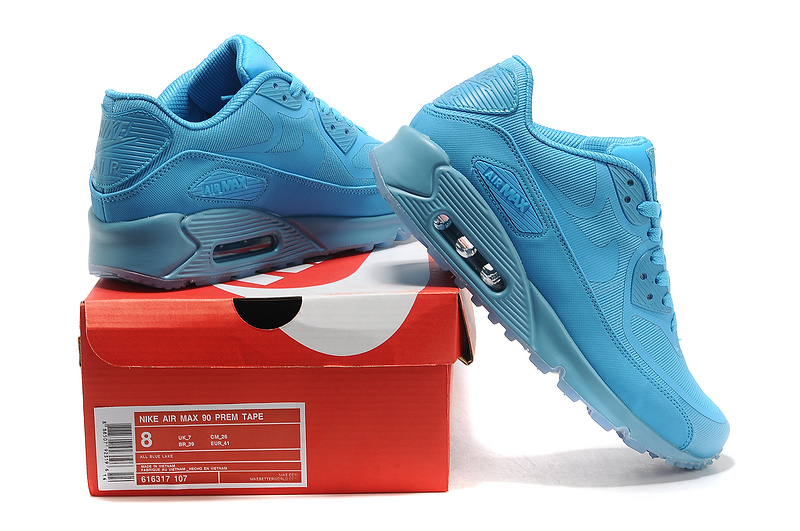 Nike Air Max 90 All Blue Shoes - Click Image to Close