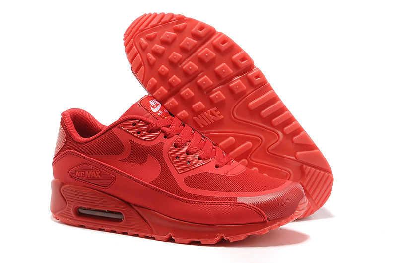 Nike Air Max 90 All Red Shoes - Click Image to Close