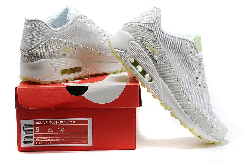 Nike Air Max 90 All White Shoes - Click Image to Close