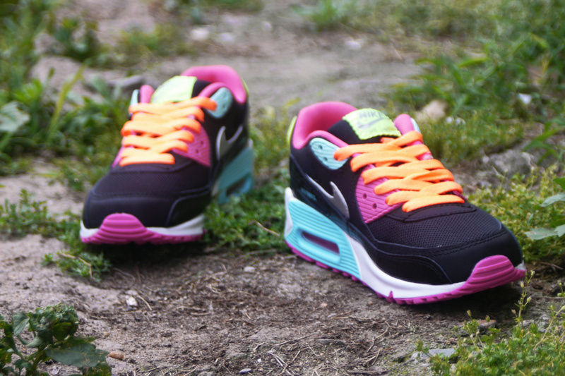 Nike Air Max 90 Black Pink Yellow Blue For Women