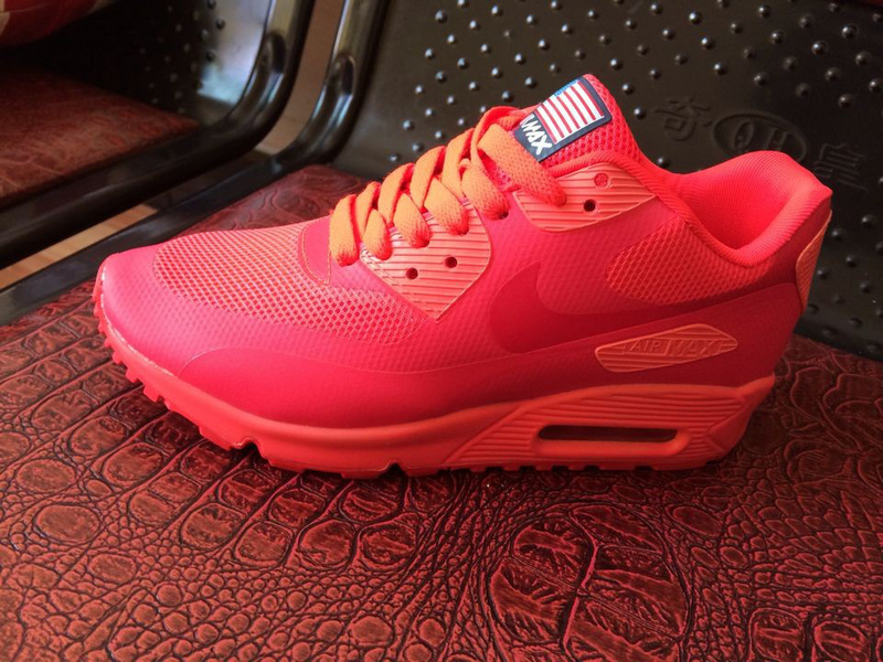 Nike Air Max 90 Mesh All Red Shoes - Click Image to Close